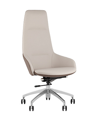 Кресло руководителя TopChairs Soulo светло-серый, коричневый
