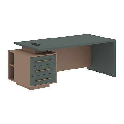 Стол руководителя с розеткой и usb-портом левый Skyland ВЕЛИОН (VELION) VCT 2090 (L) 2000х900х750 Кобра / Нефрит