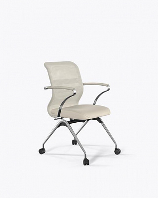 Офисное кресло МЕТТА ErgoLife S 8 M4-9K - Сетка(X2)+ЭкоКожа(Экстра) молочный (Uh00/Wh12/K15cL/F3.1c/F53.W02)