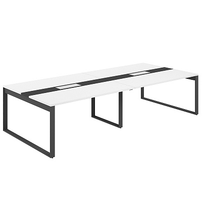 Стол для переговоров Norden Аллегро 3200х1638х750 AG.2-3216.WH.72.AN.AN Белый Снег/Антрацит