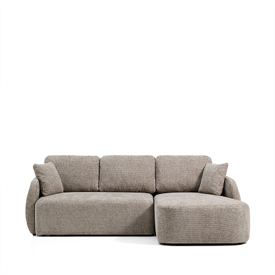 Трехместный диван-кровать La forma Laira с правым шезлонгом из шенилла цвета таупе 246 см 480971